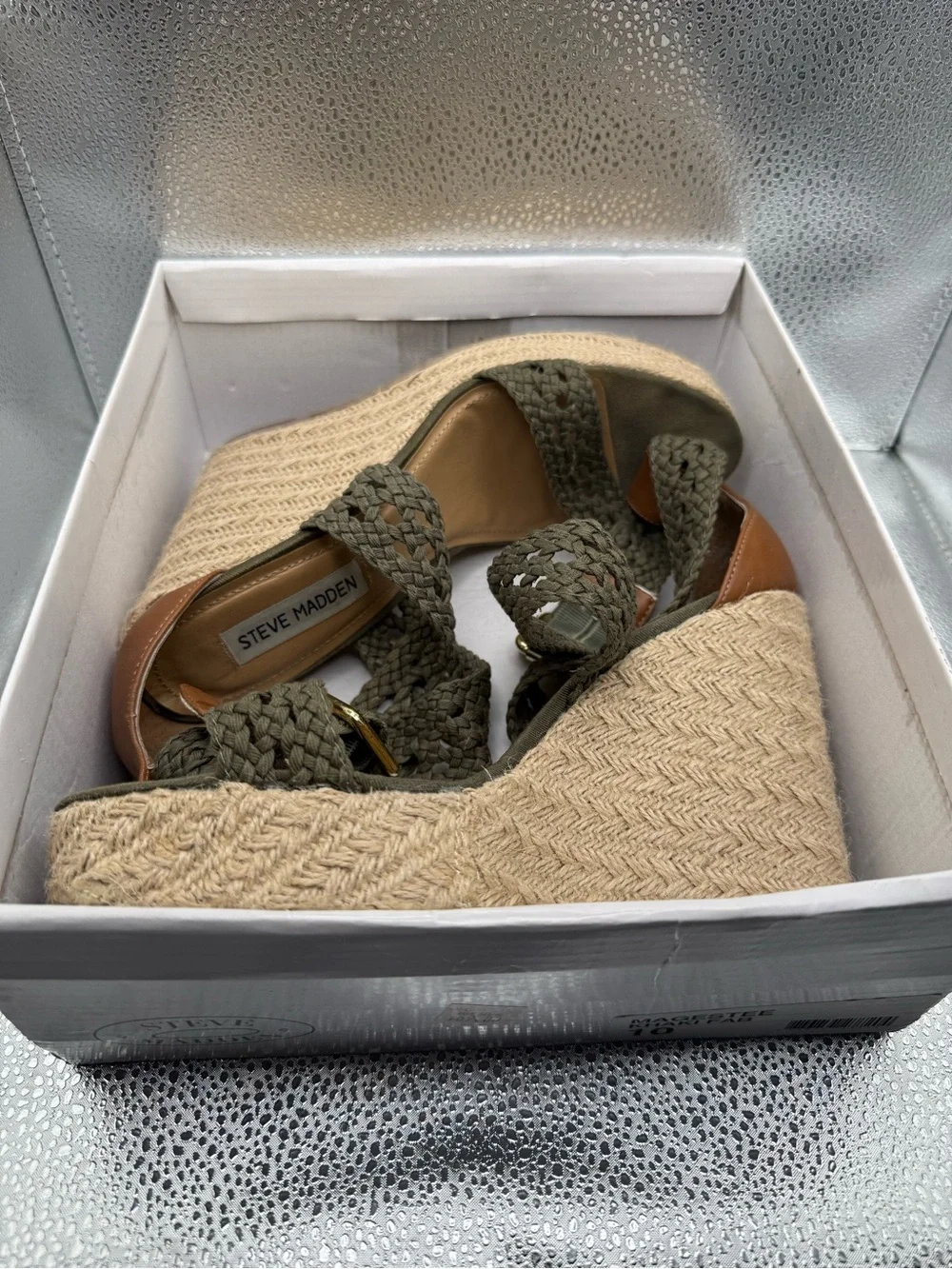Steve Madden Olive Braided Espadrille Wedge Sandals